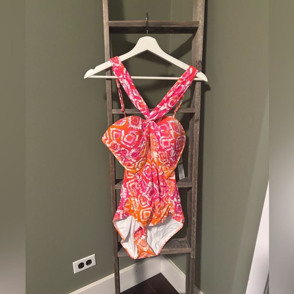 Anne Cole Tie-Dye Twist Front One Piece - Picture 3 of 7